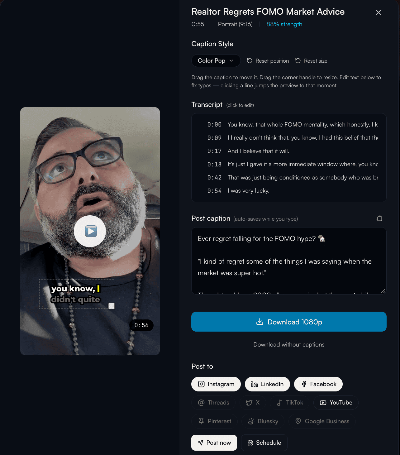 Post to buttons under a clip