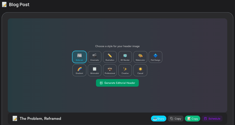 Blog post with header image