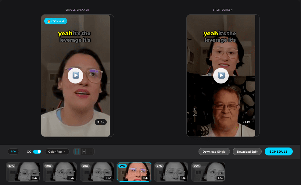 Reel Maker with split-screen clips