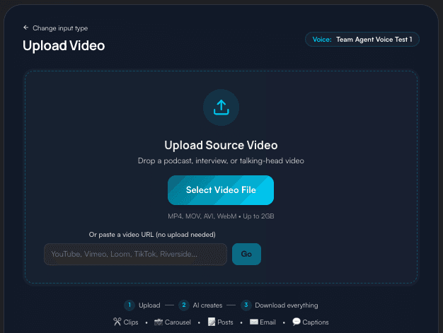 Upload Video interface
