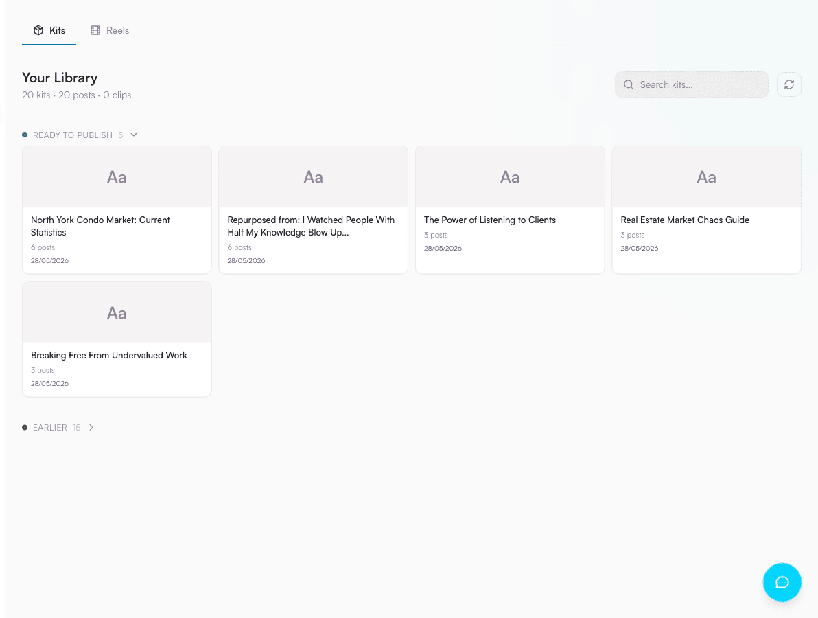 Content kit library grid