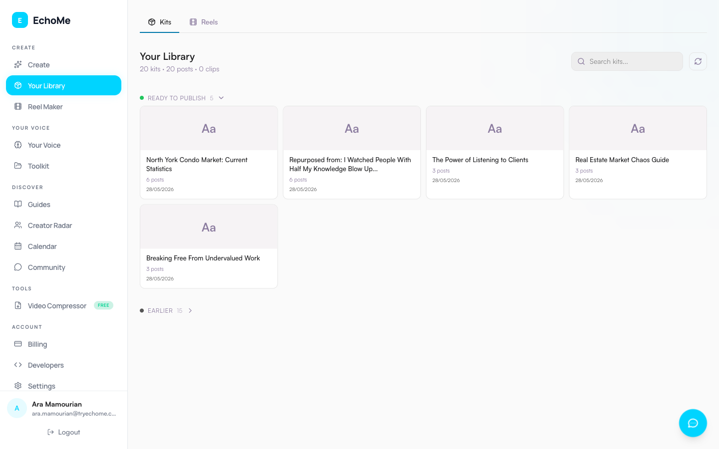 Generated content kits in Your Library